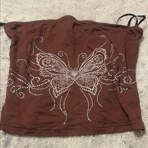 SHEIN Brown Camisole with Butterfly Design